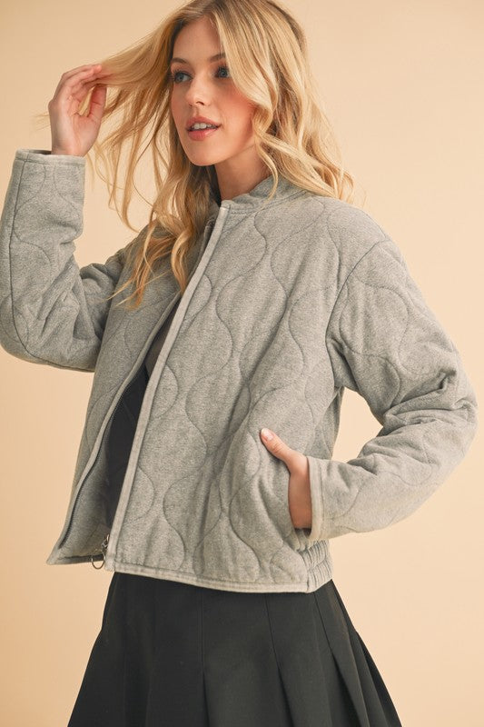 Women’s Quilted Bomber Casual Zip-Up Jacket | Zarnesh
