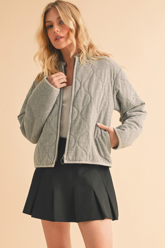 Women’s Quilted Bomber Casual Zip-Up Jacket | Zarnesh