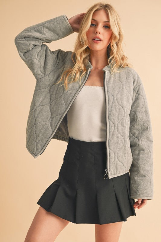 Women’s Quilted Bomber Casual Zip-Up Jacket | Zarnesh
