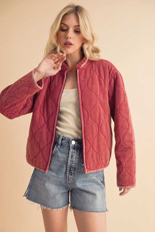 Women’s Quilted Bomber Casual Zip-Up Jacket | Zarnesh