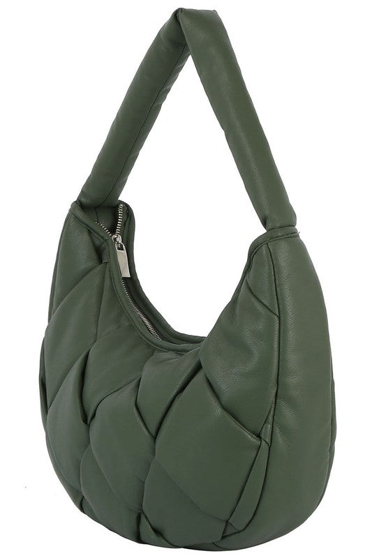 Women’s Quilted Padded Puffy Woven Hobo Shoulder Bag | Zarnesh