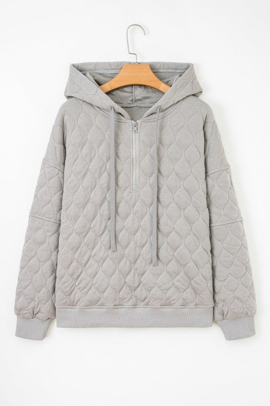 Women’s Quilted Plus Size Quarter Zip Pullover Hoodie | Zarnesh