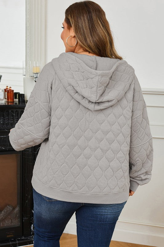 Women’s Quilted Plus Size Quarter Zip Pullover Hoodie | Zarnesh