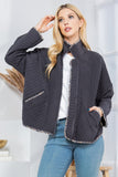 Women’s Quilted Pockets Mock Neck Trim Jacket | Zarnesh