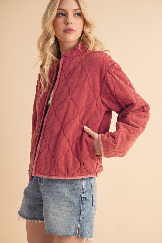 Women’s Quilted Bomber Casual Zip-Up Jacket | Zarnesh