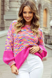 Women’s Rainbow Confetti Patchwork Knit Drop Shoulder Sweater | Zarnesh