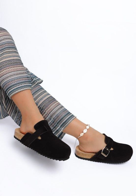Women’s Ratiha Suede Buckle Slip-On Clog Mules | Zarnesh