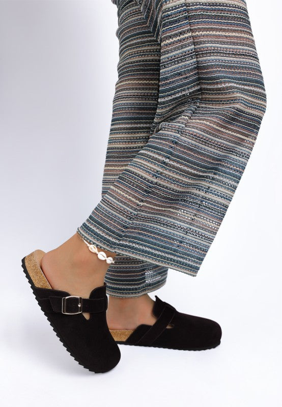 Women’s Ratiha Suede Buckle Slip-On Clog Mules | Zarnesh