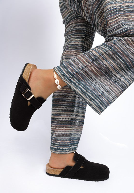 Women’s Ratiha Suede Buckle Slip-On Clog Mules | Zarnesh