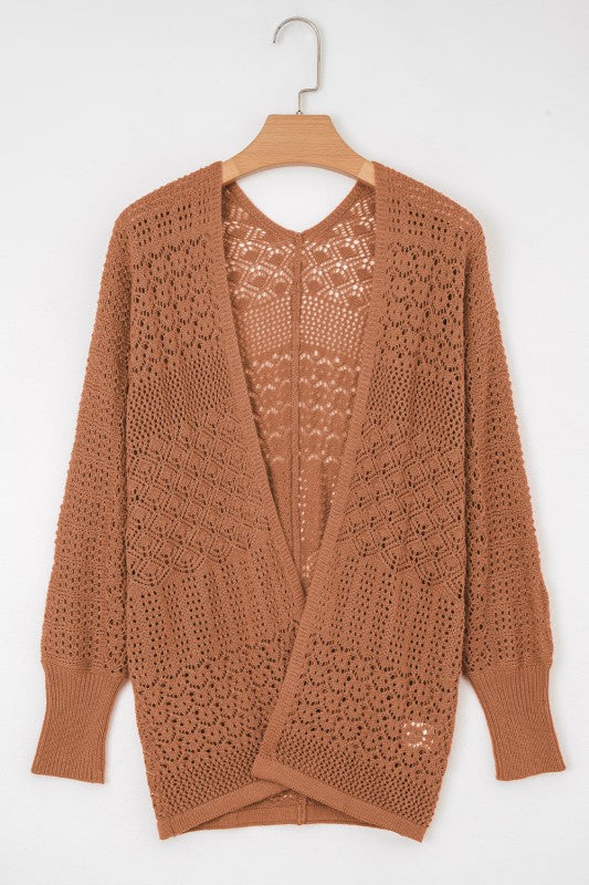 Women’s Solid Hollow Knit Open-Front Cardigan | Zarnesh