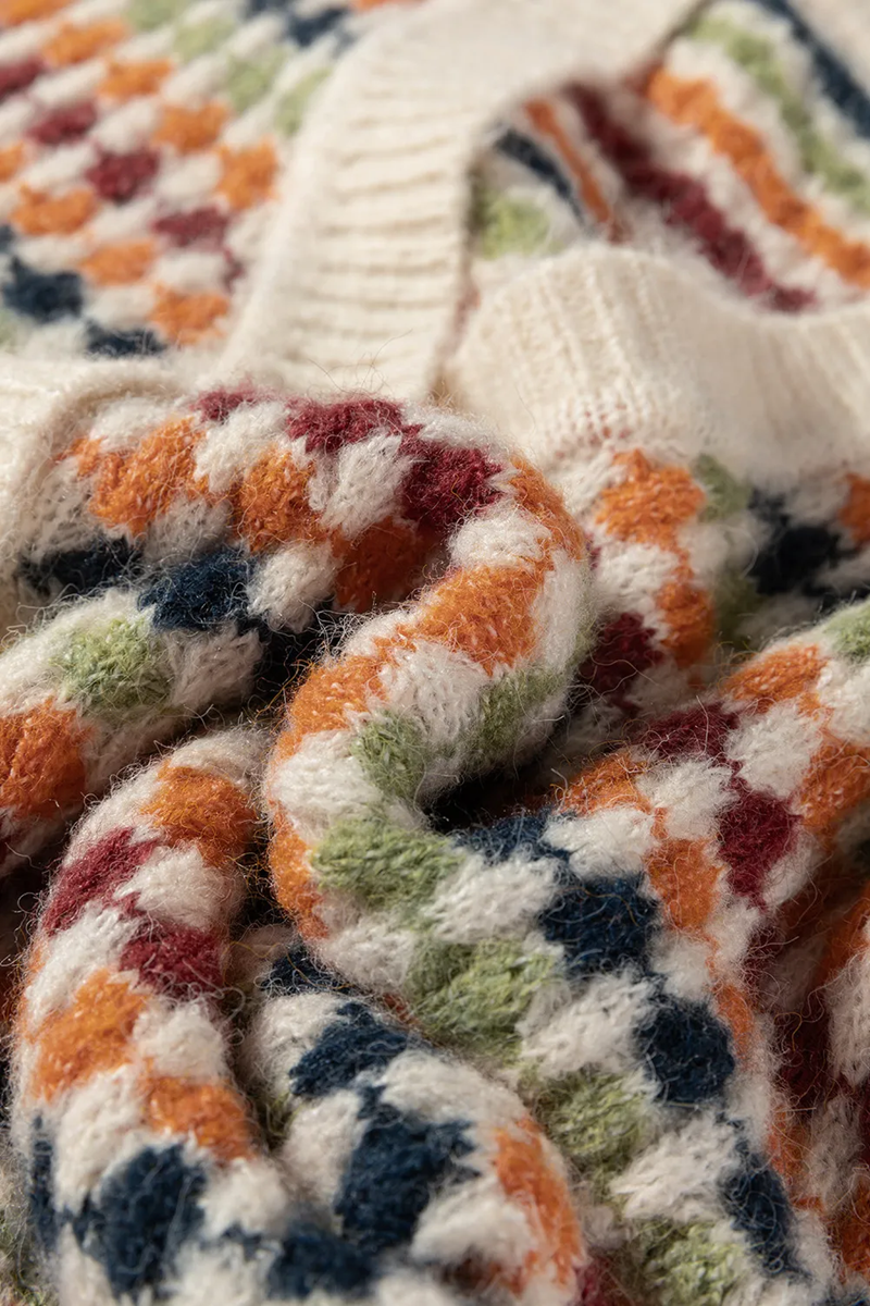 Women’s Dotty Knit Button Front V Neck Knit Sweater Cardigan | Zarnesh