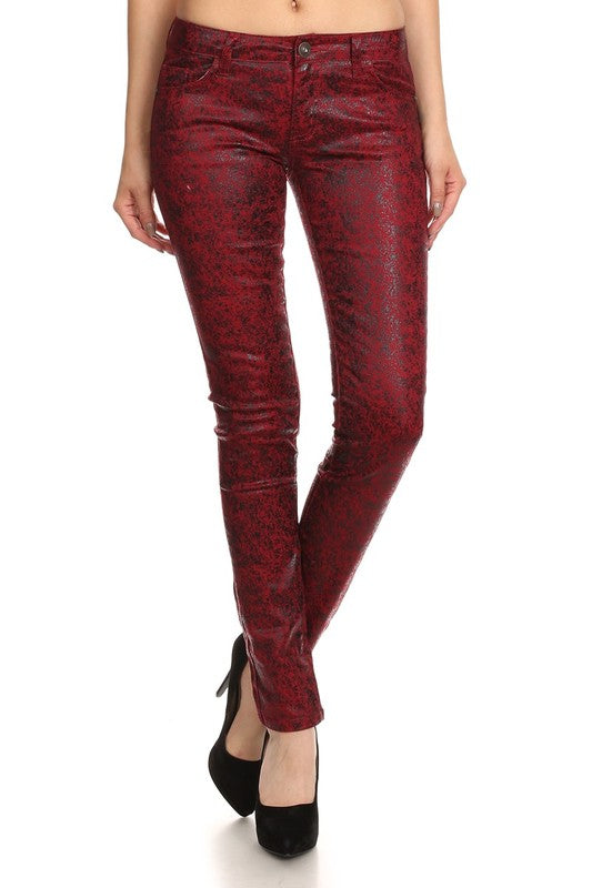 Women's Low Rise Metallic Print Skinny jeans Pants | Zarnesh