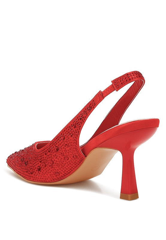 Women's Pearl Embellished Slingback Kitten Heel | Zarnesh