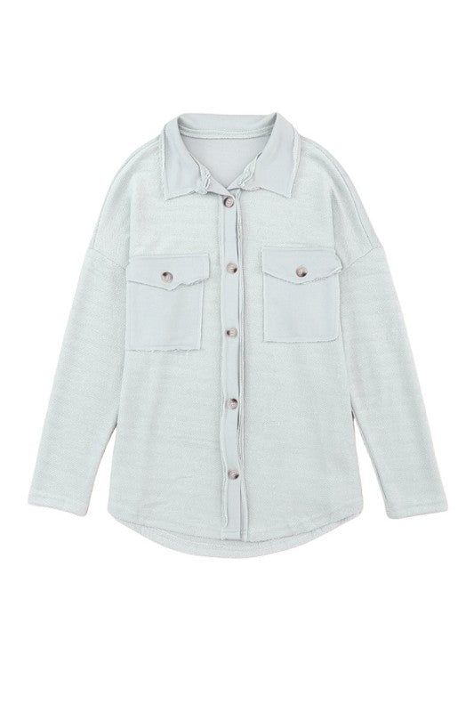 Women’s Relaxed Contrast Solid Flap Pockets Shacket | Zarnesh