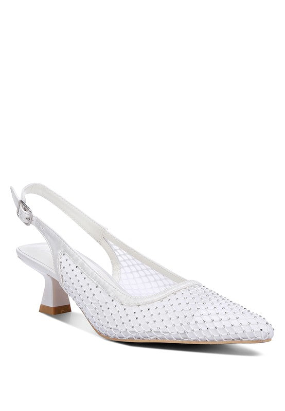 Women Siev Rhinestone Slingback Mules Zarnesh