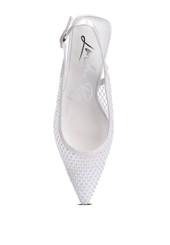 Women Siev Rhinestone Slingback Mules Zarnesh