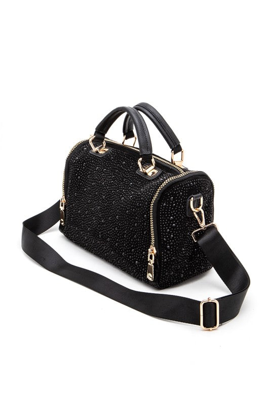 Women’s Rhinestone Metallic Two-Zipper Handbag | Zarnesh