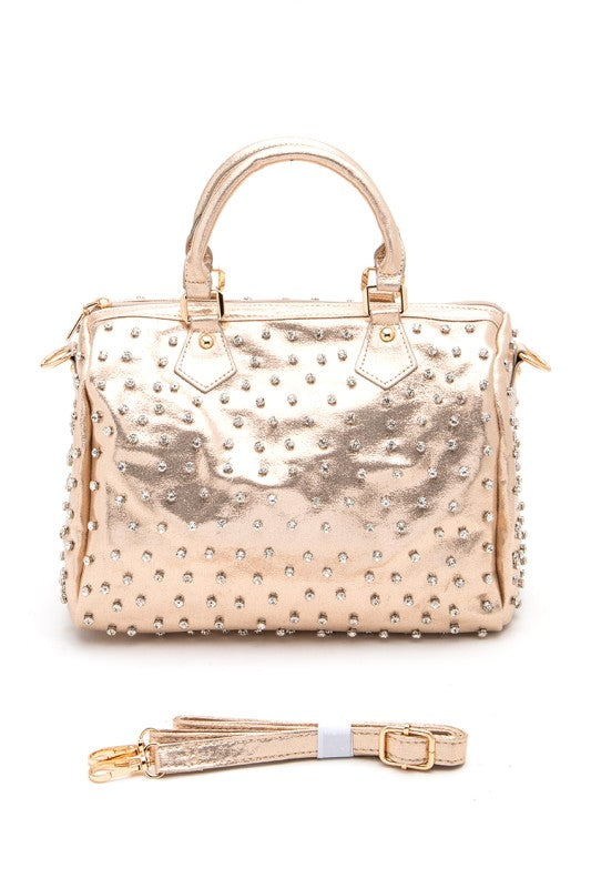 Women’s Rhinestone Studded Top Handle Boston Bag | Zarnesh