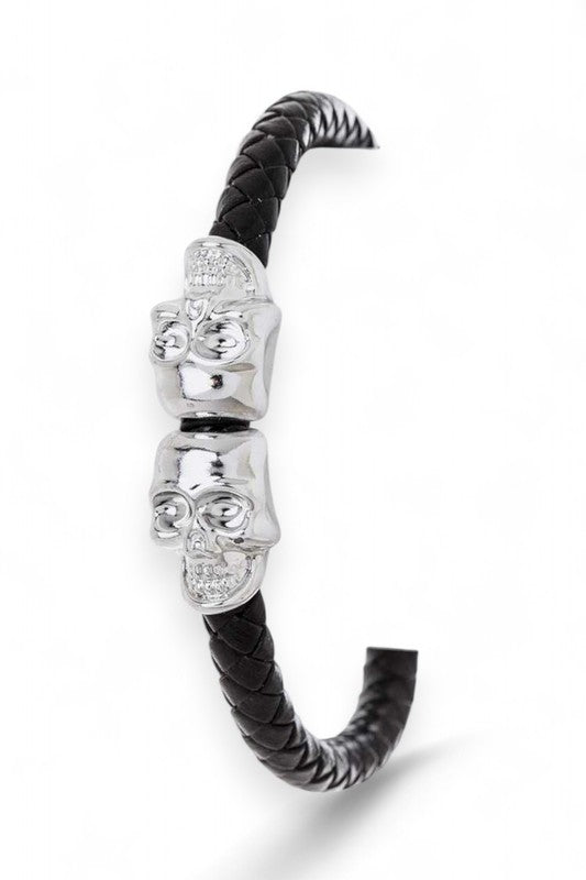Women's Stainless Steel Double Skull Magnetic Bracelet |  Zarnesh