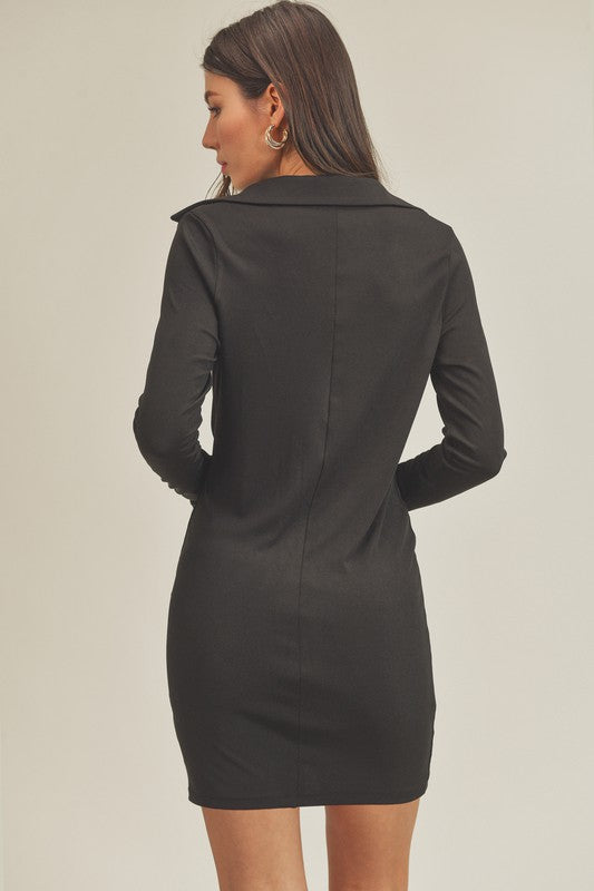 Women Ribbed Cowl Neckline with Collar Detailing Jeri Dress Zarnesh