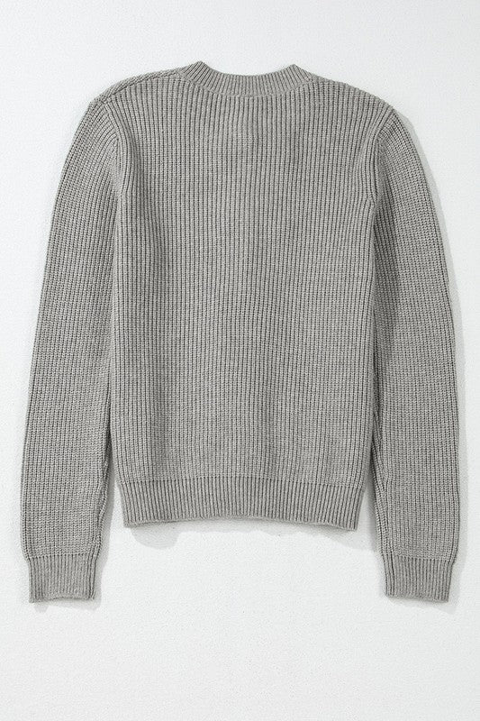 Women’s Ribbed Knit Bow Front Buttoned Cardigan | Zarnesh