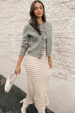 Women’s Ribbed Knit Bow Front Buttoned Cardigan | Zarnesh