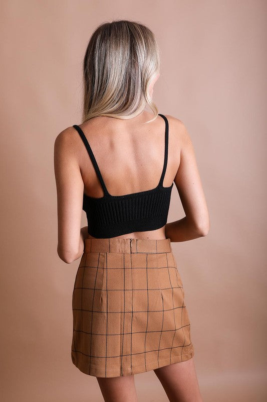 Women’s Ribbed Knit Brami Lounge Bralette Crop Top | Zarnesh