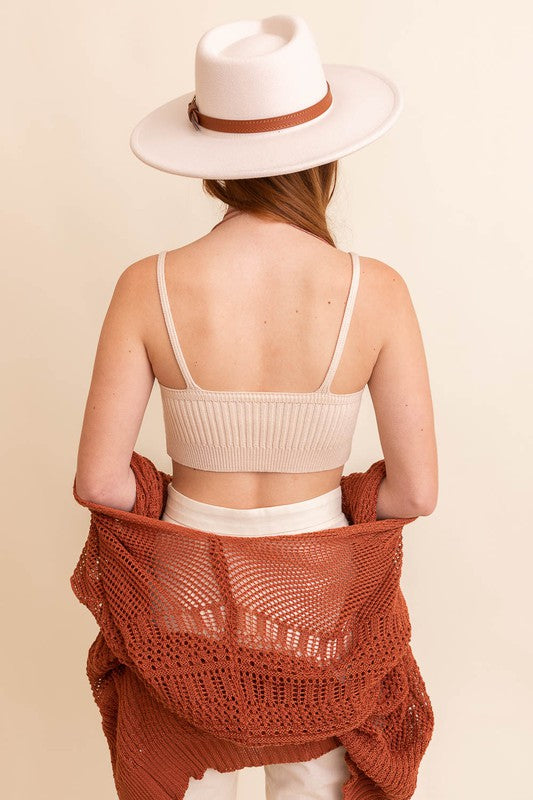 Women’s Ribbed Knit Brami Lounge Bralette Crop Top | Zarnesh