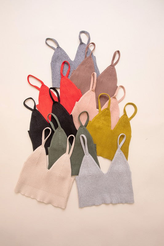 Women’s Ribbed Knit Brami Lounge Bralette Crop Top | Zarnesh