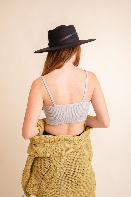 Women’s Ribbed Knit Brami Lounge Bralette Crop Top | Zarnesh