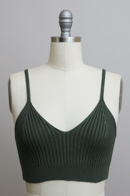 Women’s Ribbed Knit Brami Lounge Bralette Crop Top | Zarnesh