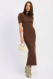 Women's Ribbed Knit Slit Midi Sweater Dress | Zarnesh