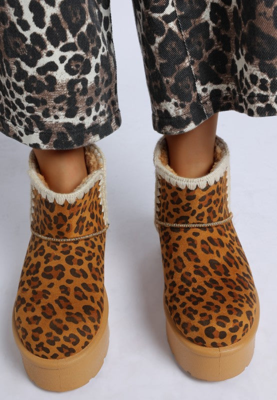 Women’s Rochas Leopard Print Faux Suede Snow Boots | Zarnesh