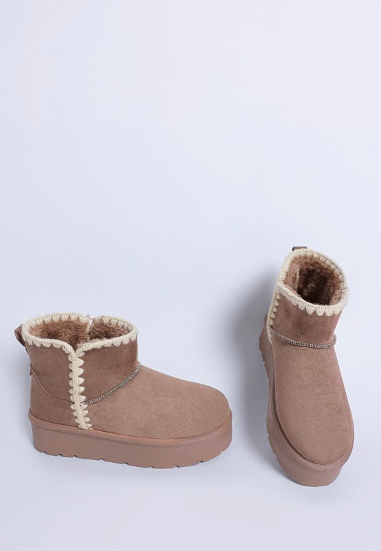 Women’s Rochas Scalloped Trim Faux Suede Snow Boots | Zarnesh
