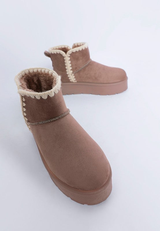 Women’s Rochas Scalloped Trim Faux Suede Snow Boots | Zarnesh