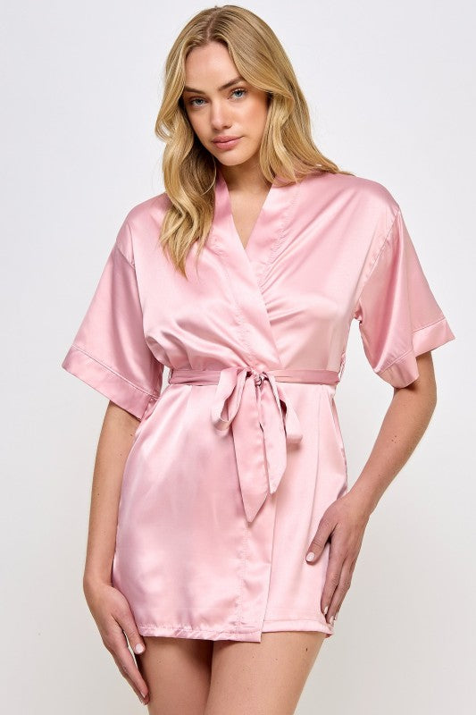 Women’s Getting Ready Satin Kimono Robe with Belt | Zarnesh