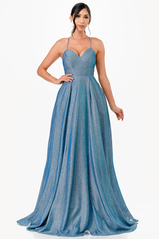 Women’s Formal Glitter Criss-Cross Back Bodycon Maxi Dress | Zarnesh