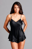 Women’s Ruffle Martina Satin Silky Nightwear Romper | Zarnesh