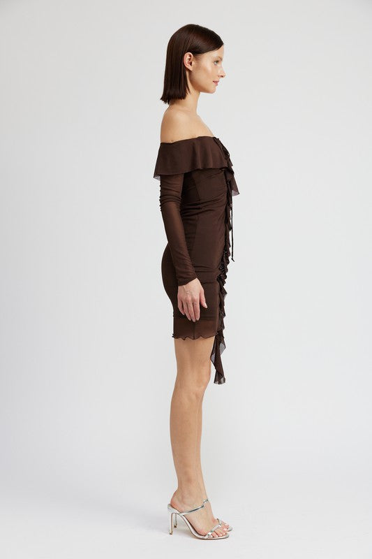 Women’s Ruffle Off Shoulder Mini Dress | Zarnesh