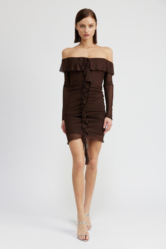 Women’s Ruffle Off Shoulder Mini Dress | Zarnesh