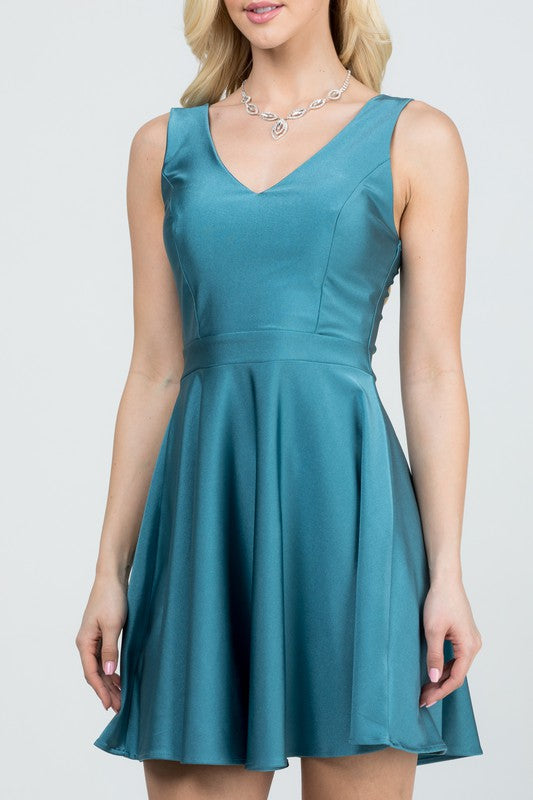 Women's Sleeveless Dalia Fit and Flared Tricot Dress | Zarnesh