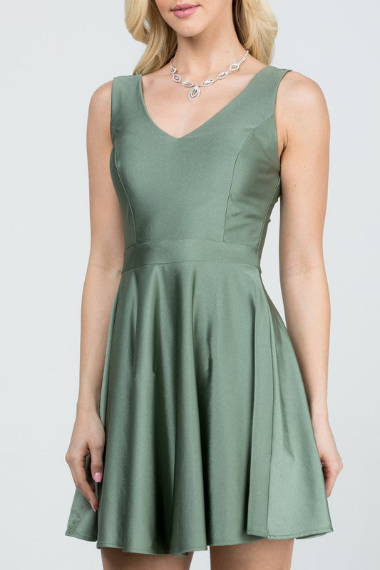 Women's Sleeveless Dalia Fit and Flared Tricot Dress | Zarnesh