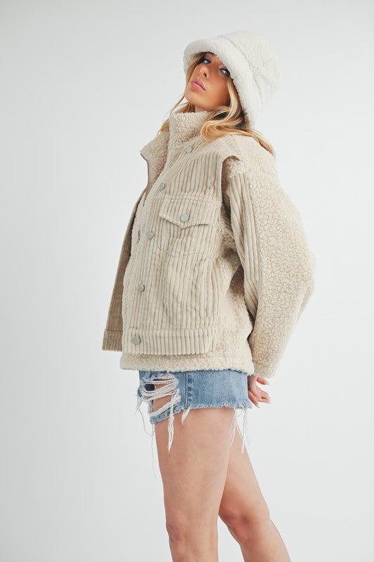 Women’s Sherpa Fleece Zip-Up Jacket with Hood | Zarnesh