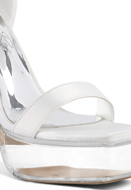 Women's Satin Clear High Heeled Bow Sandals | Zarnesh
