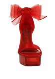 Women's Satin Clear High Heeled Bow Sandals | Zarnesh