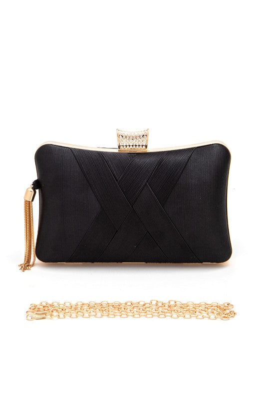 Women's Satin Pleated Party Box Evening Clutch | Zarnesh