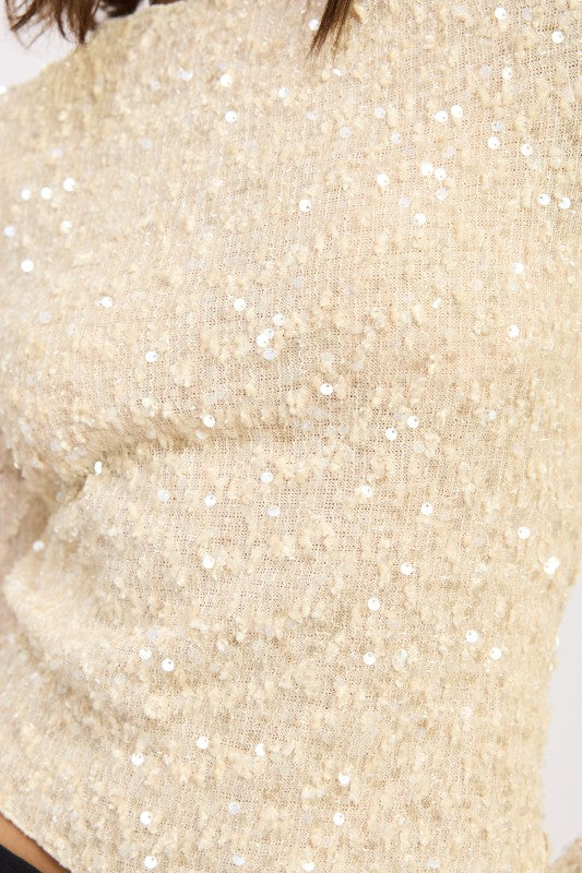 Women’s Sequin Asymmetrical Long Sleeve Top | Zarnesh