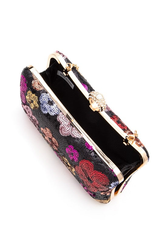 Women’s Sequins Flower Statement Box Clutch Bag | Zarnesh