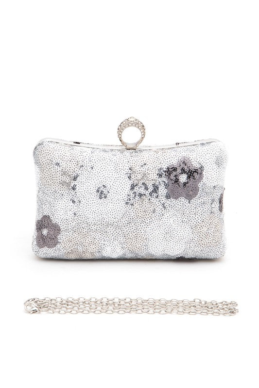Women’s Sequins Flower Statement Box Clutch Bag | Zarnesh