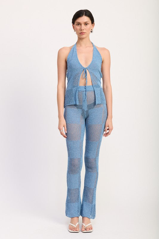 Women's Sheer Crochet High-Waist Flares Pants | Zarnesh